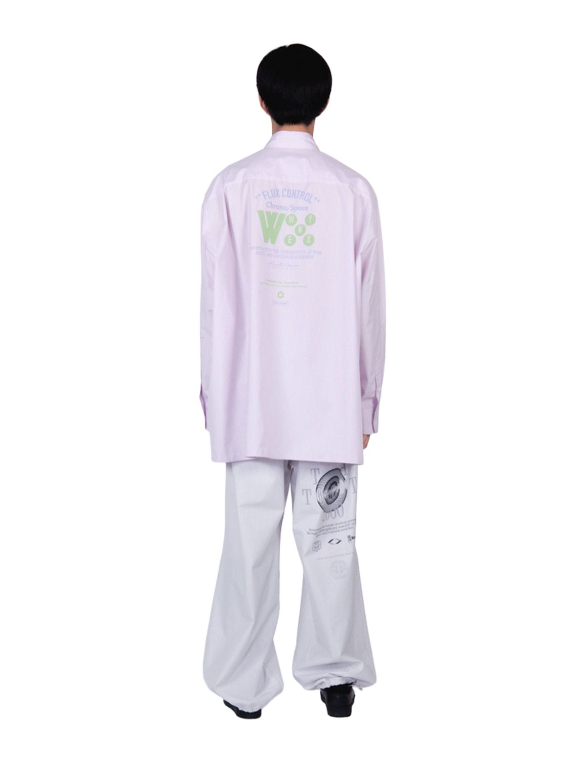 Graphic Print Oversized Shirt / white stripe