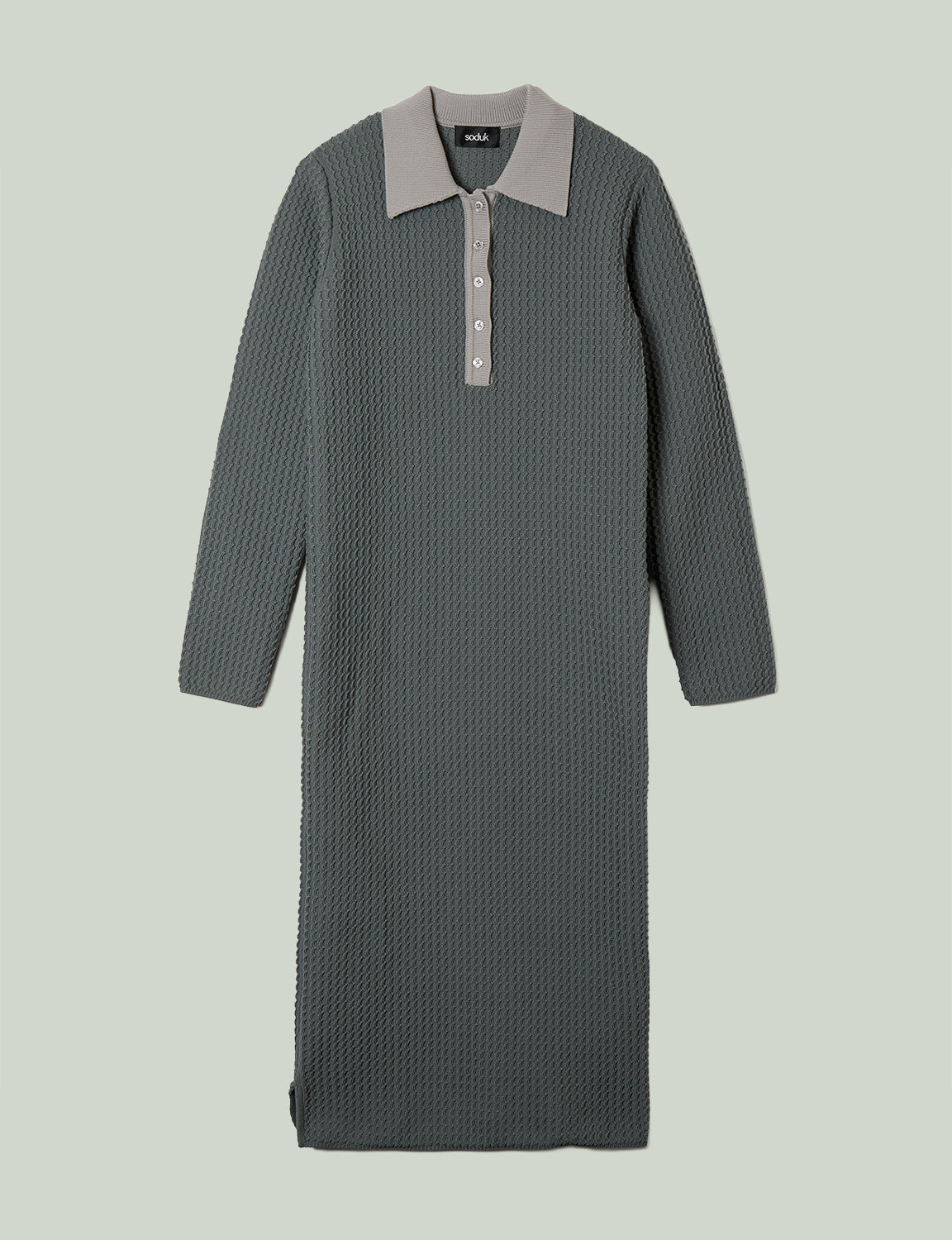 knit polo one piece / gray