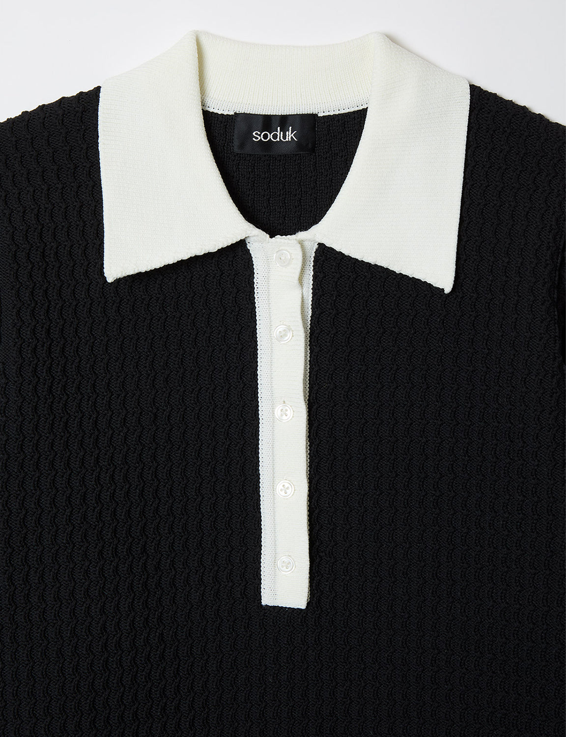 knit polo one piece / black