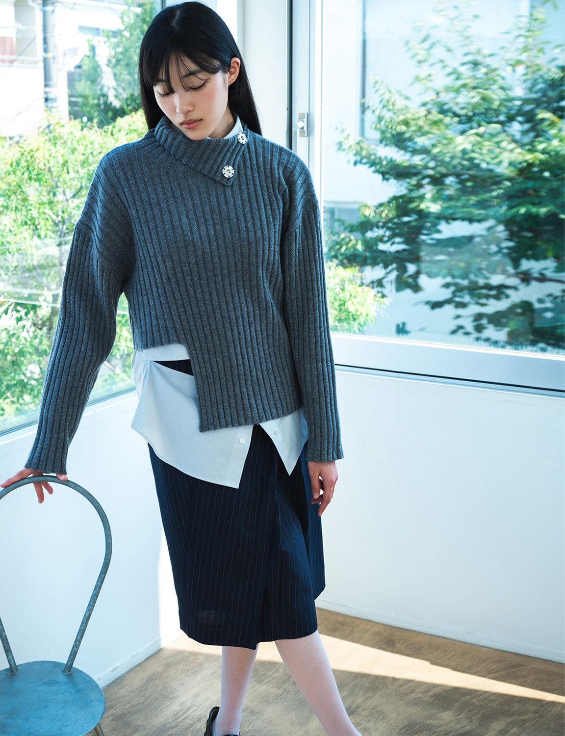 cut cut knit sweater / gray