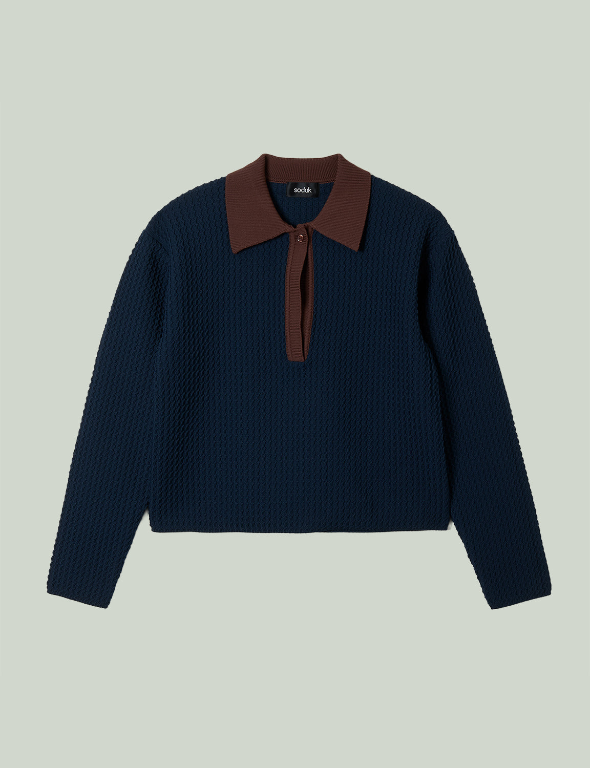 knit polo top / navy