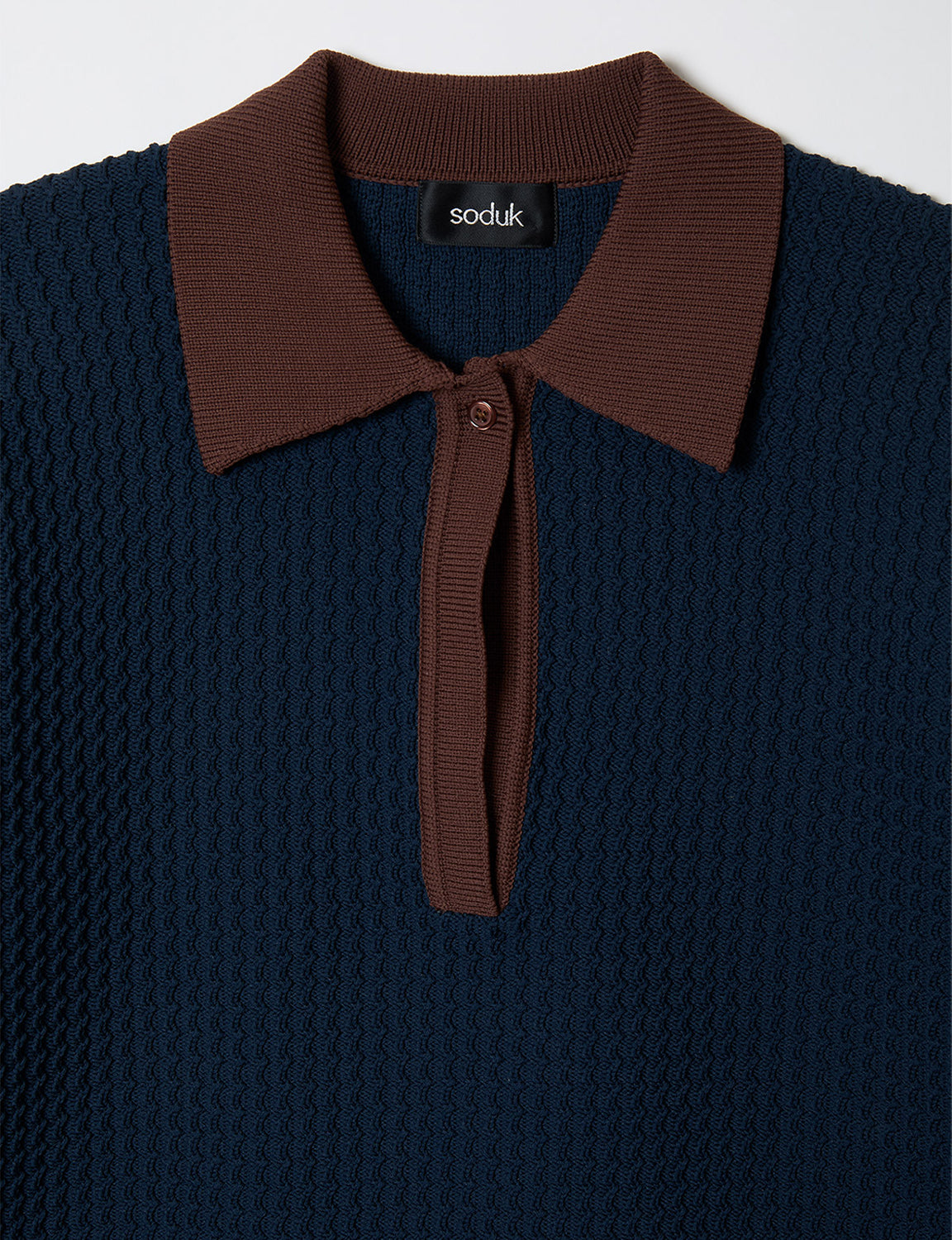 knit polo top / navy