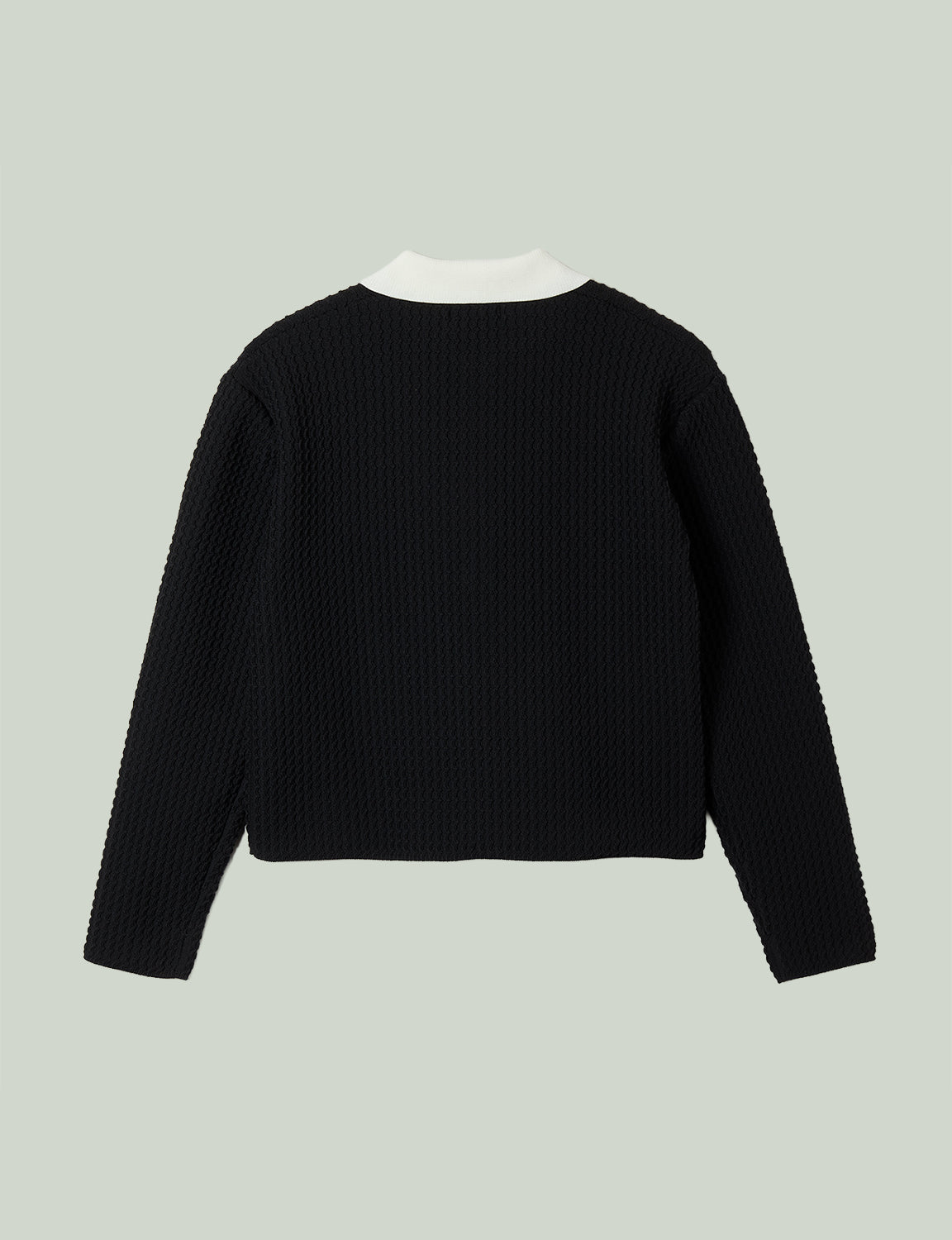 knit polo top / black