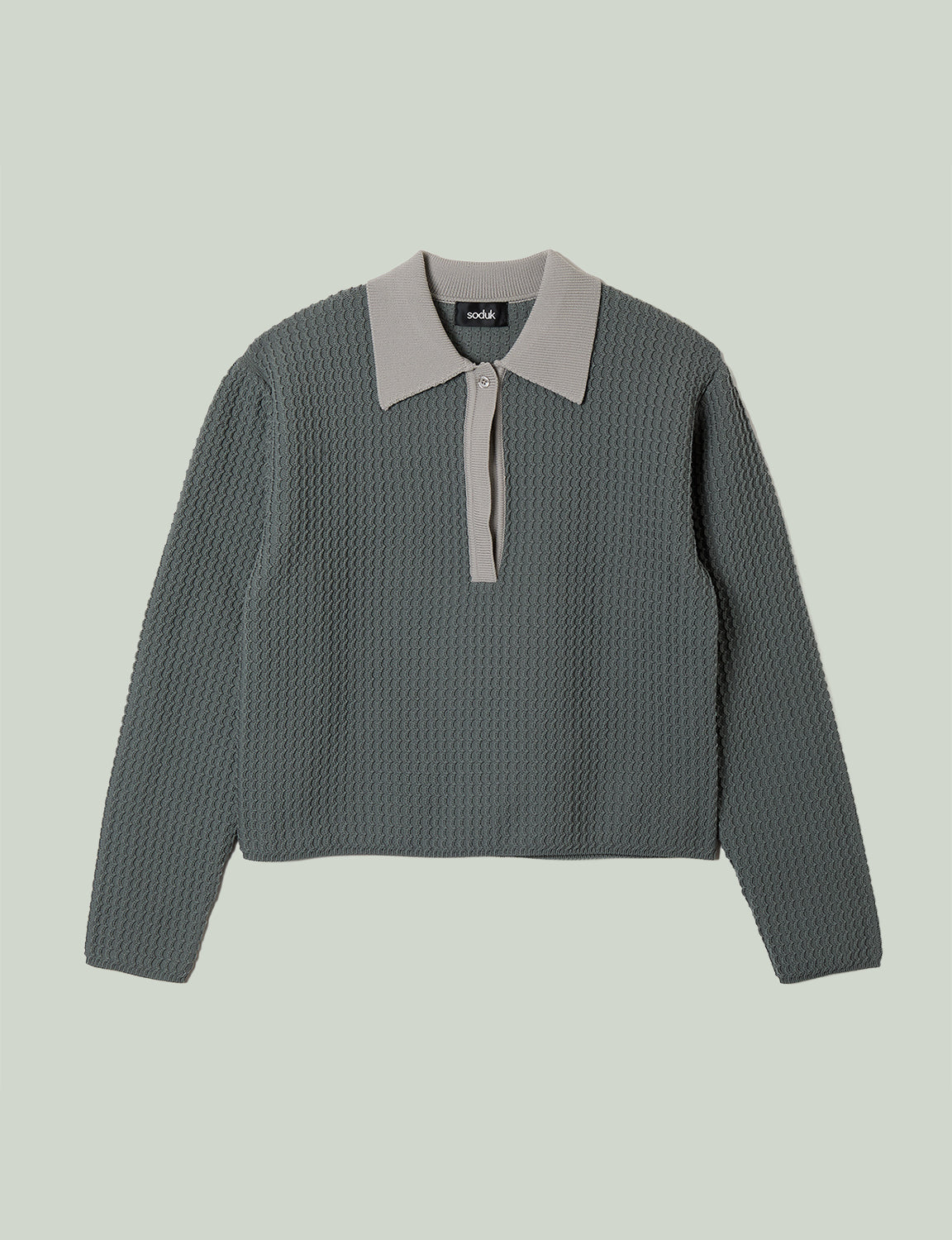 knit polo top / gray