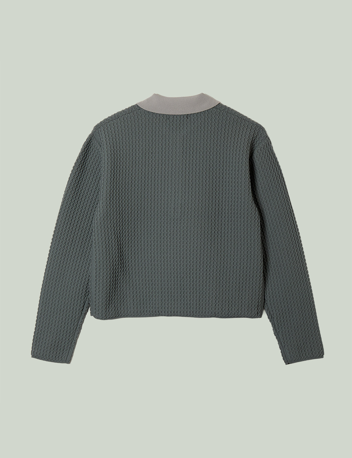 knit polo top / gray