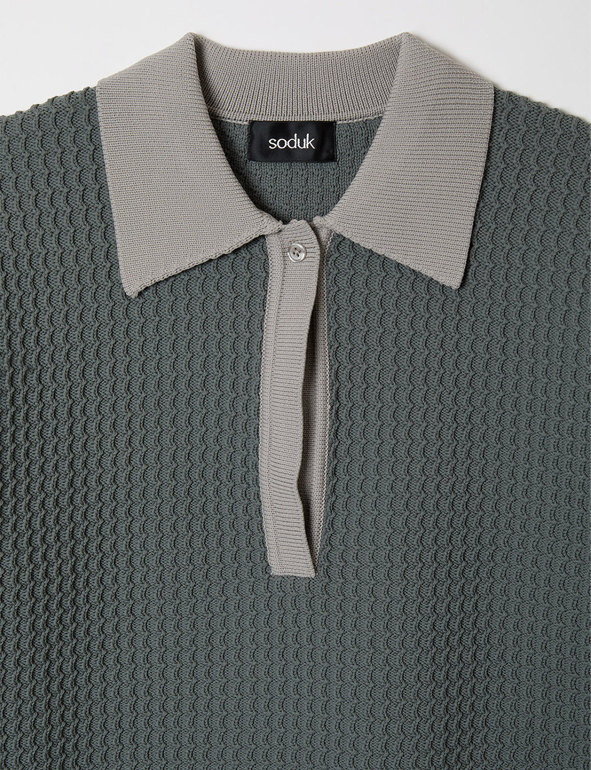 knit polo top / gray