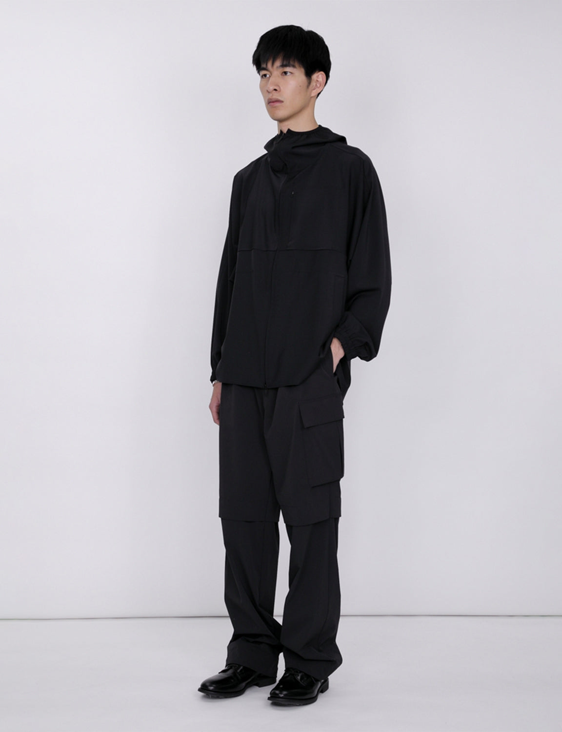 Hooded Shirt Blouson / black
