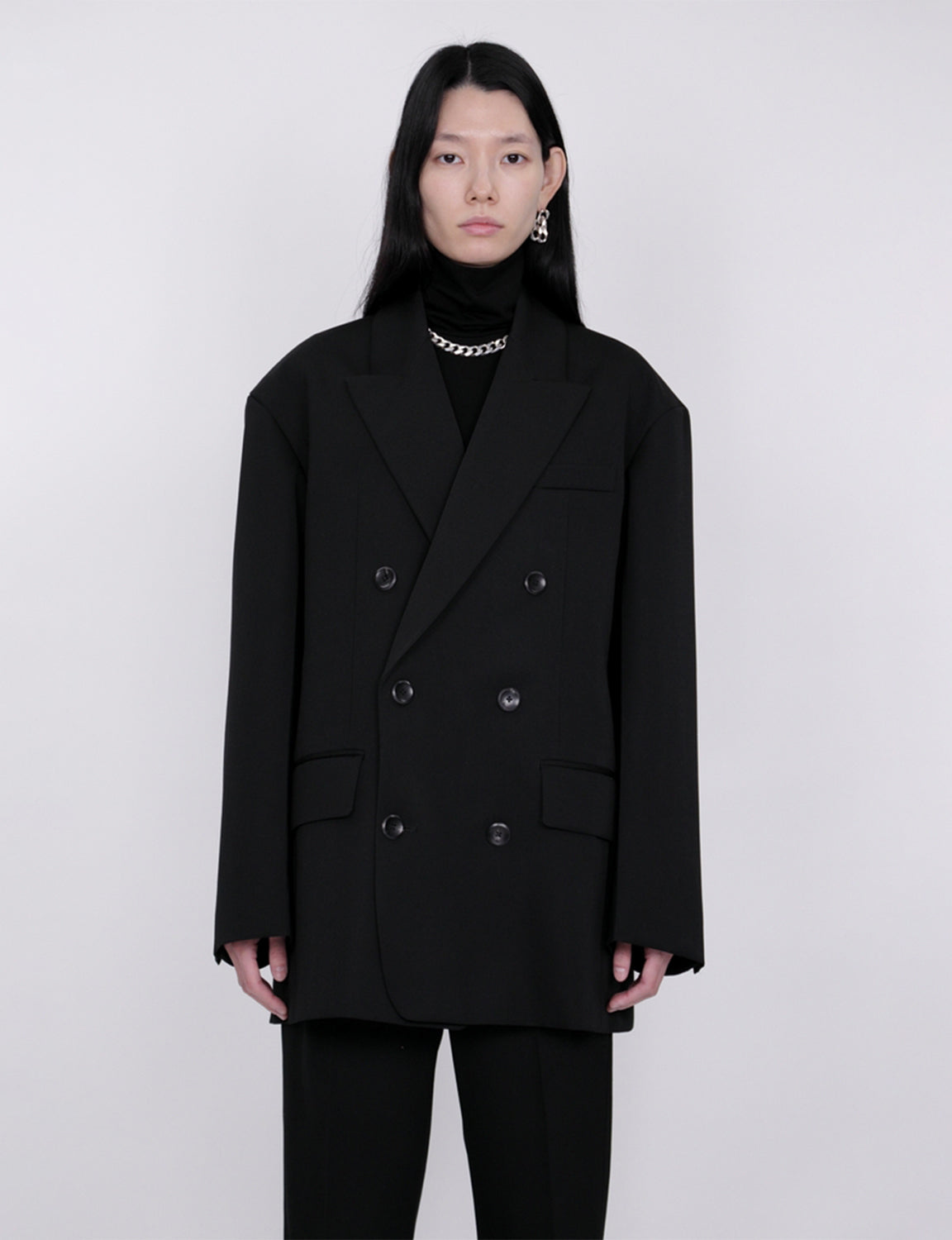 Oversized Double Breasted Jacket / black