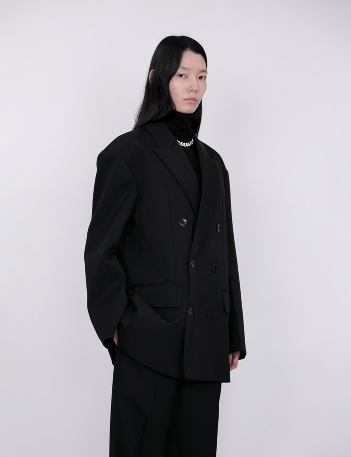 Oversized Double Breasted Jacket / black
