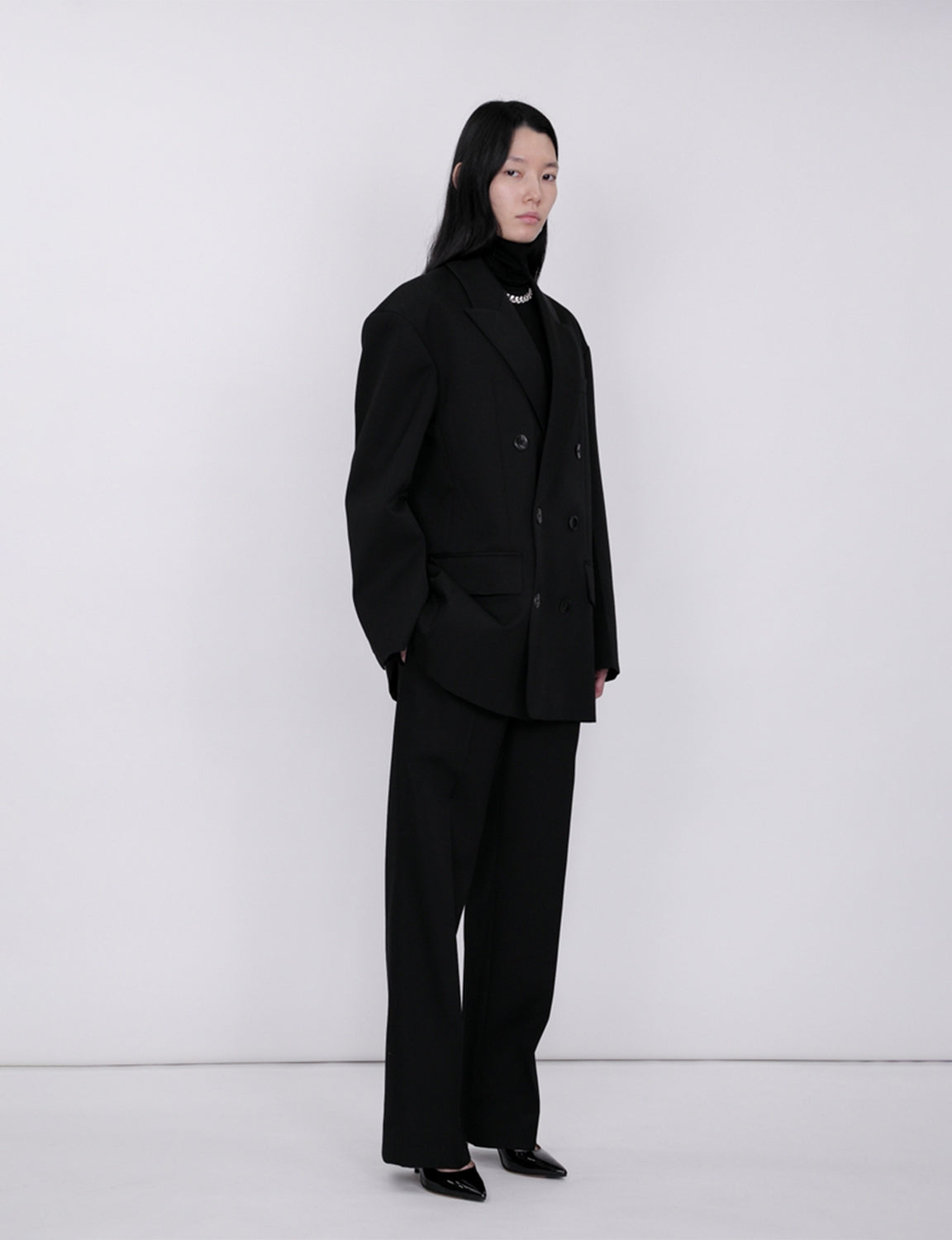 Oversized Double Breasted Jacket / black