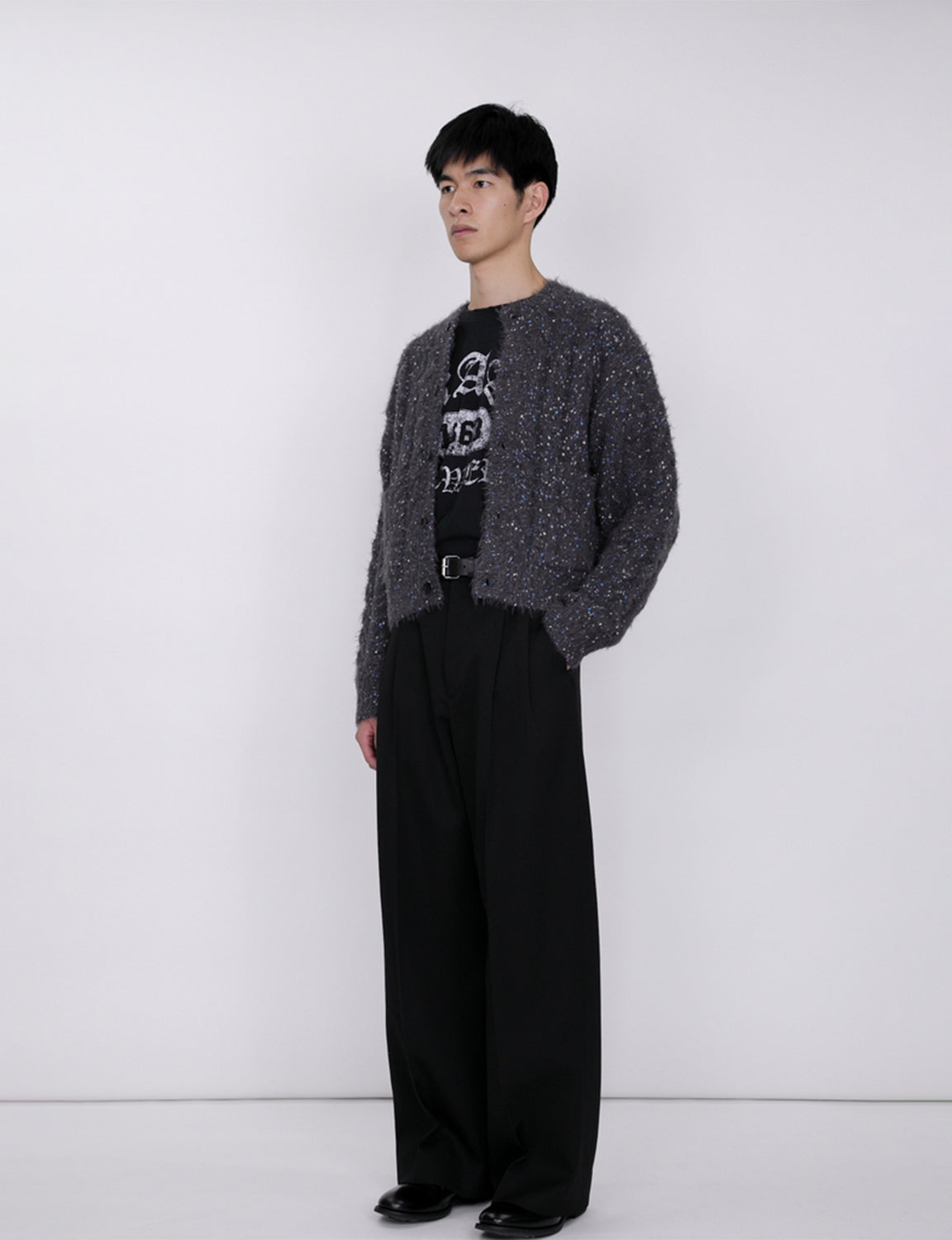 Color Nep Mole Knit Cardigan / gray