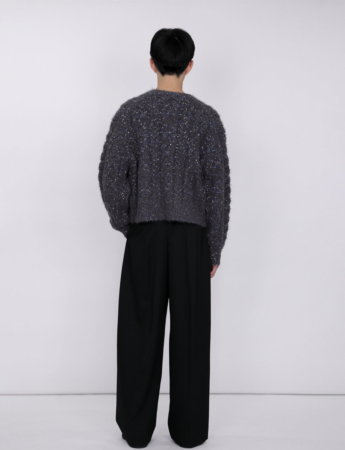 Color Nep Mole Knit Cardigan / gray