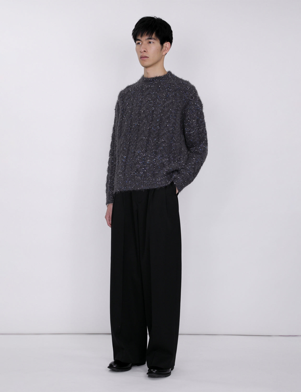 Color Nep Mole Knit Pullover / gray