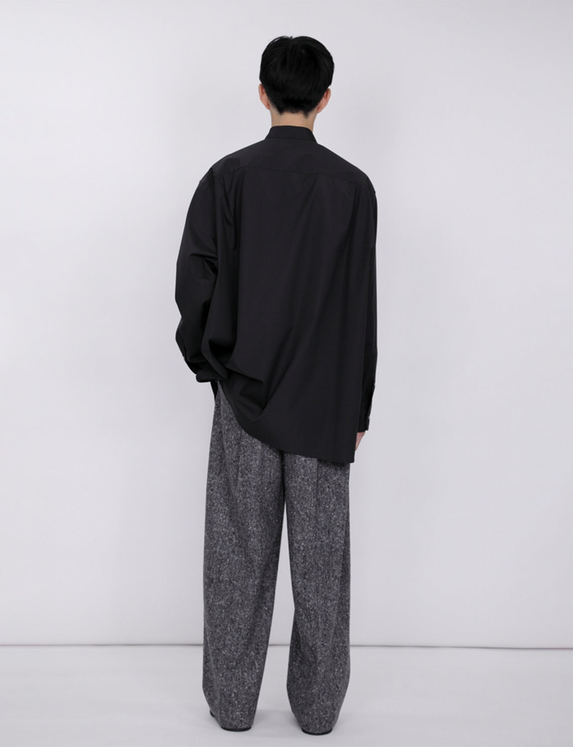 Stand Collar Big Shirt / black