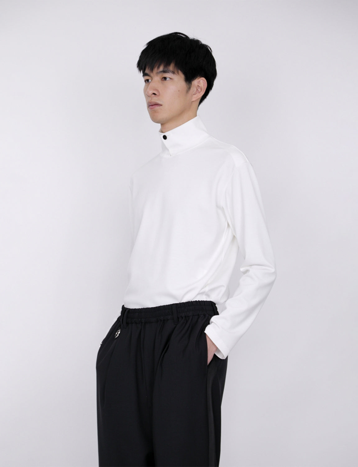 Stand Collar Turtleneck Top / white