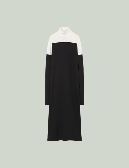 Mix Cut Dress / white × black