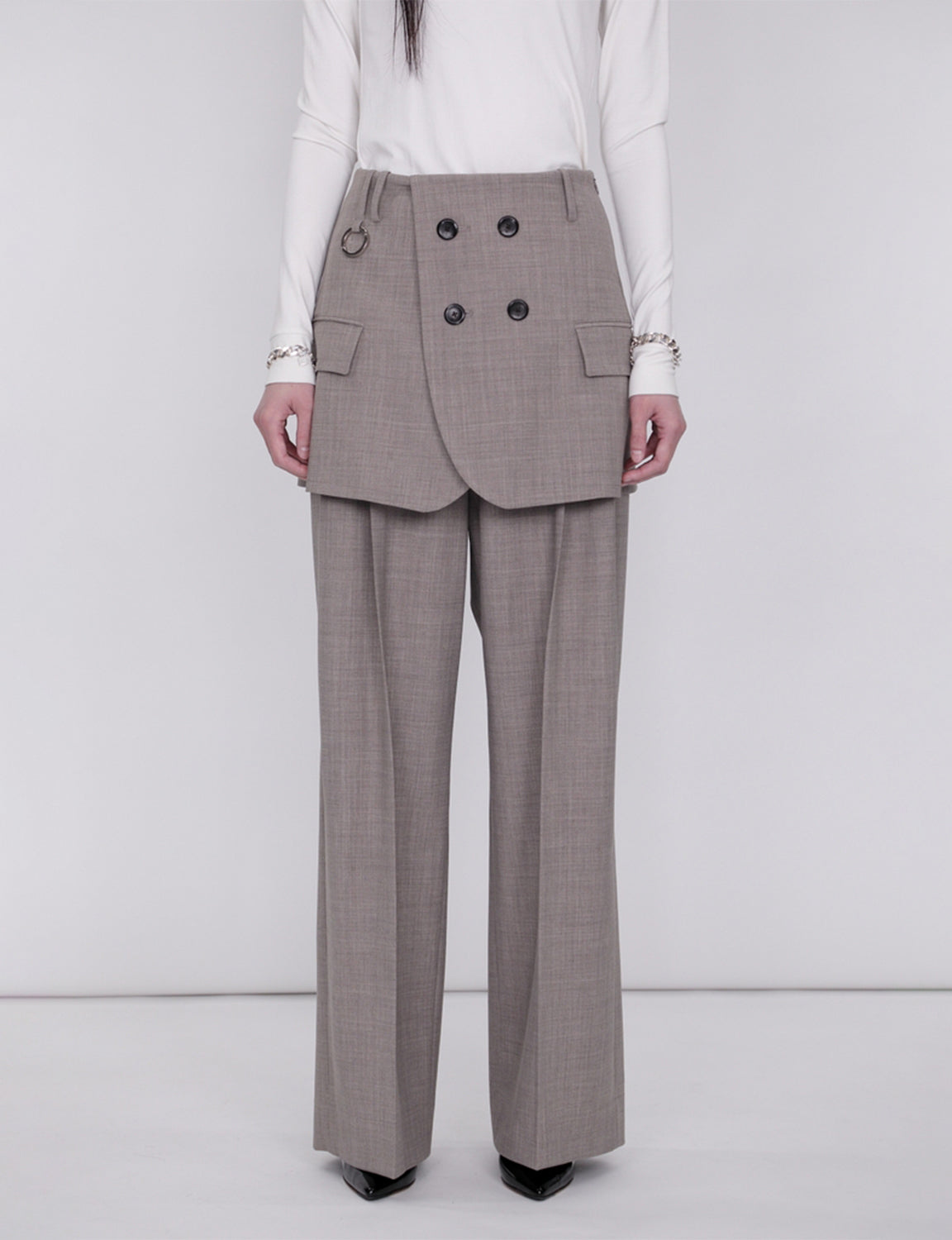 Tailored Detail Wide Pants / beige