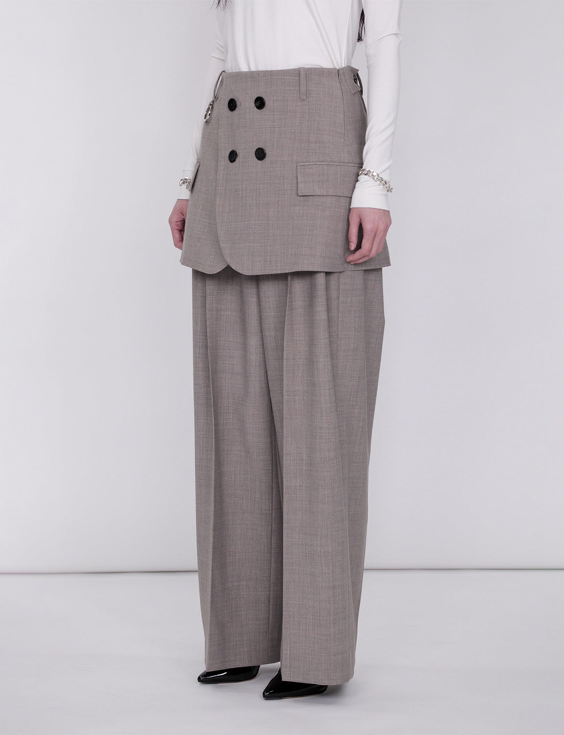 Tailored Detail Wide Pants / beige