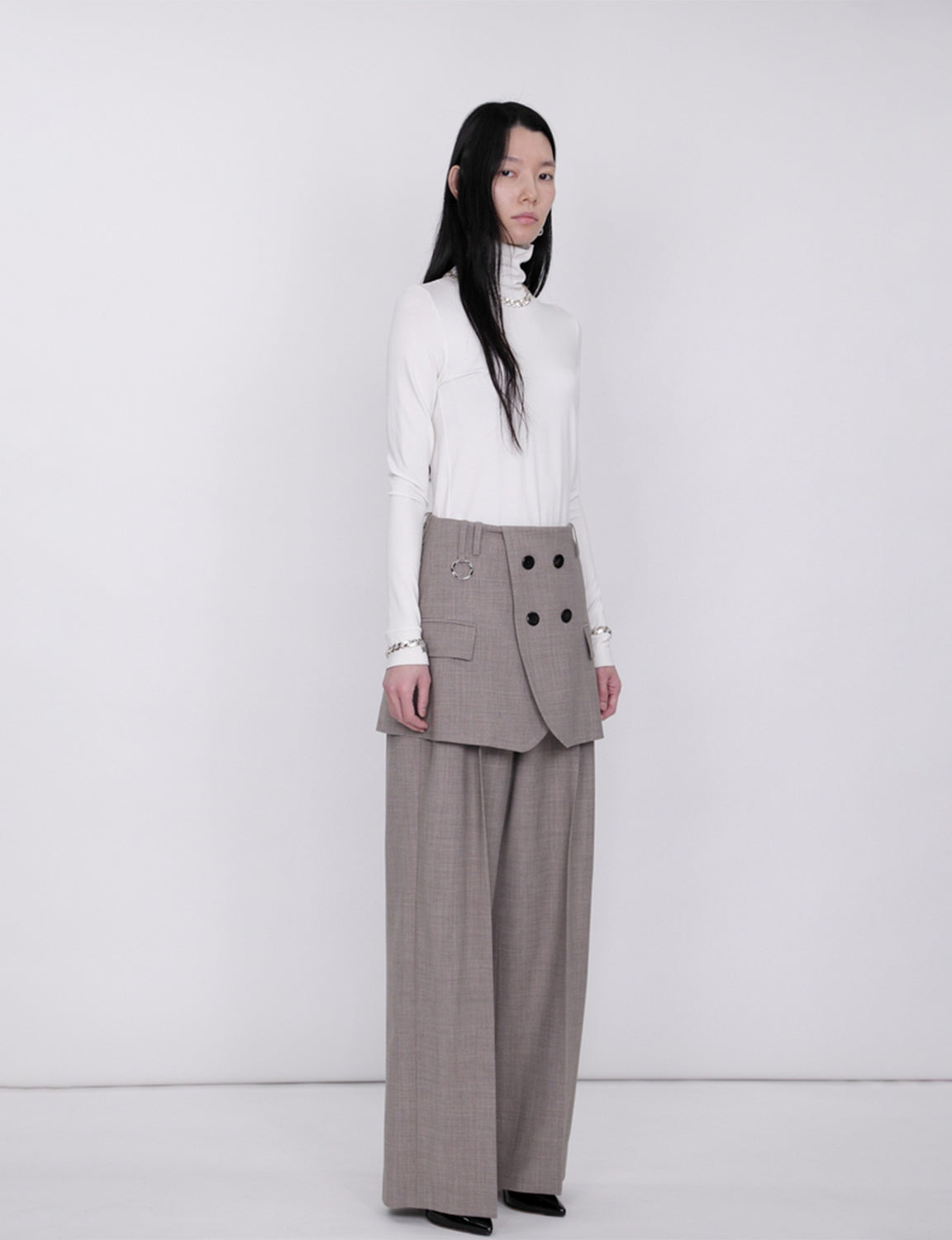 Tailored Detail Wide Pants / beige