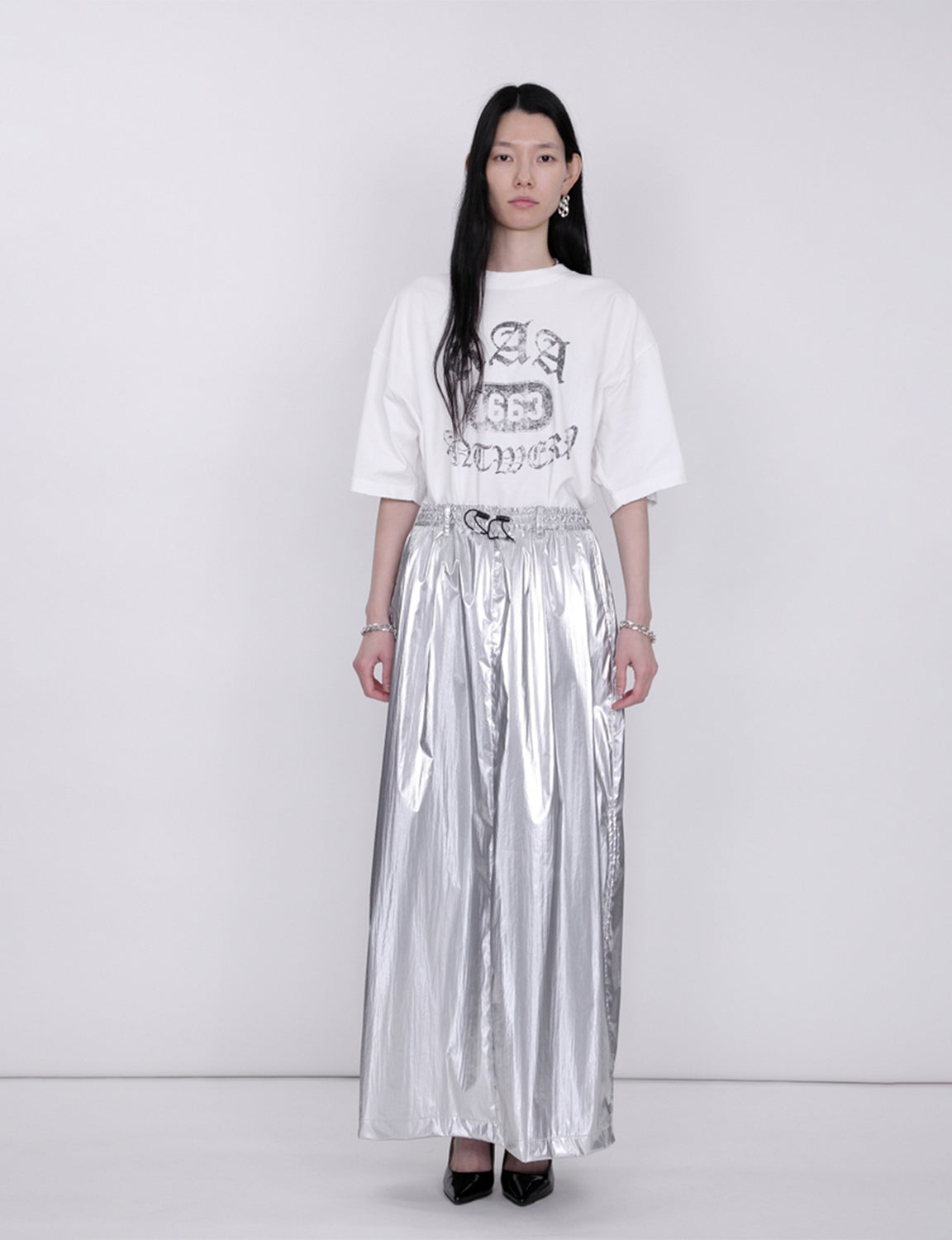 Back Slit Skirt / silver