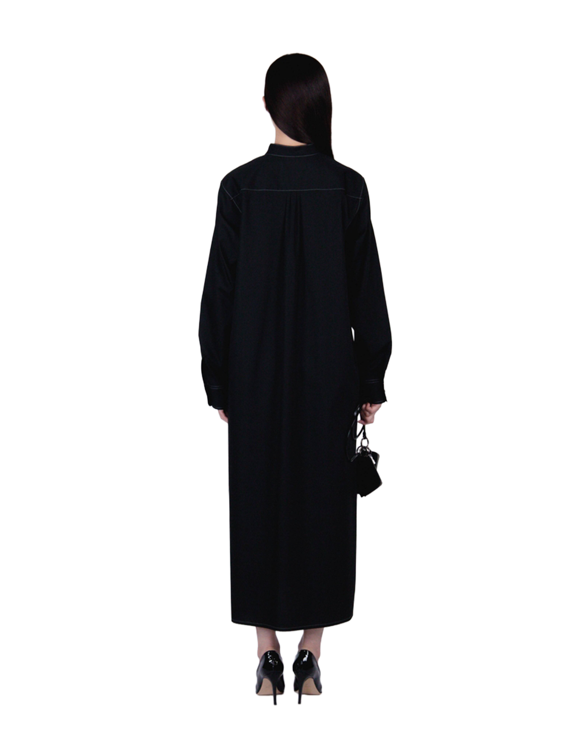 V Neck Shirt Dress / white