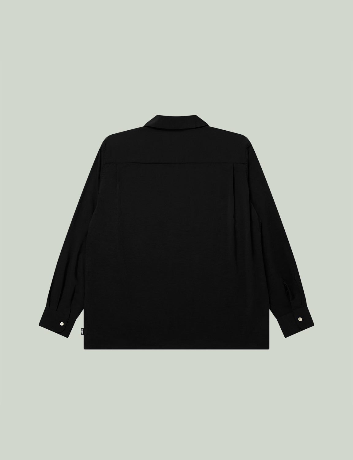 OE LOGO OPEN COLLARED L/S RAYON SHIRT