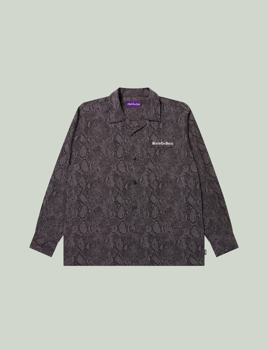 OE LOGO OPEN COLLARED L/S RAYON SHIRT