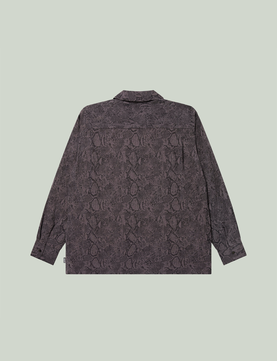 OE LOGO OPEN COLLARED L/S RAYON SHIRT