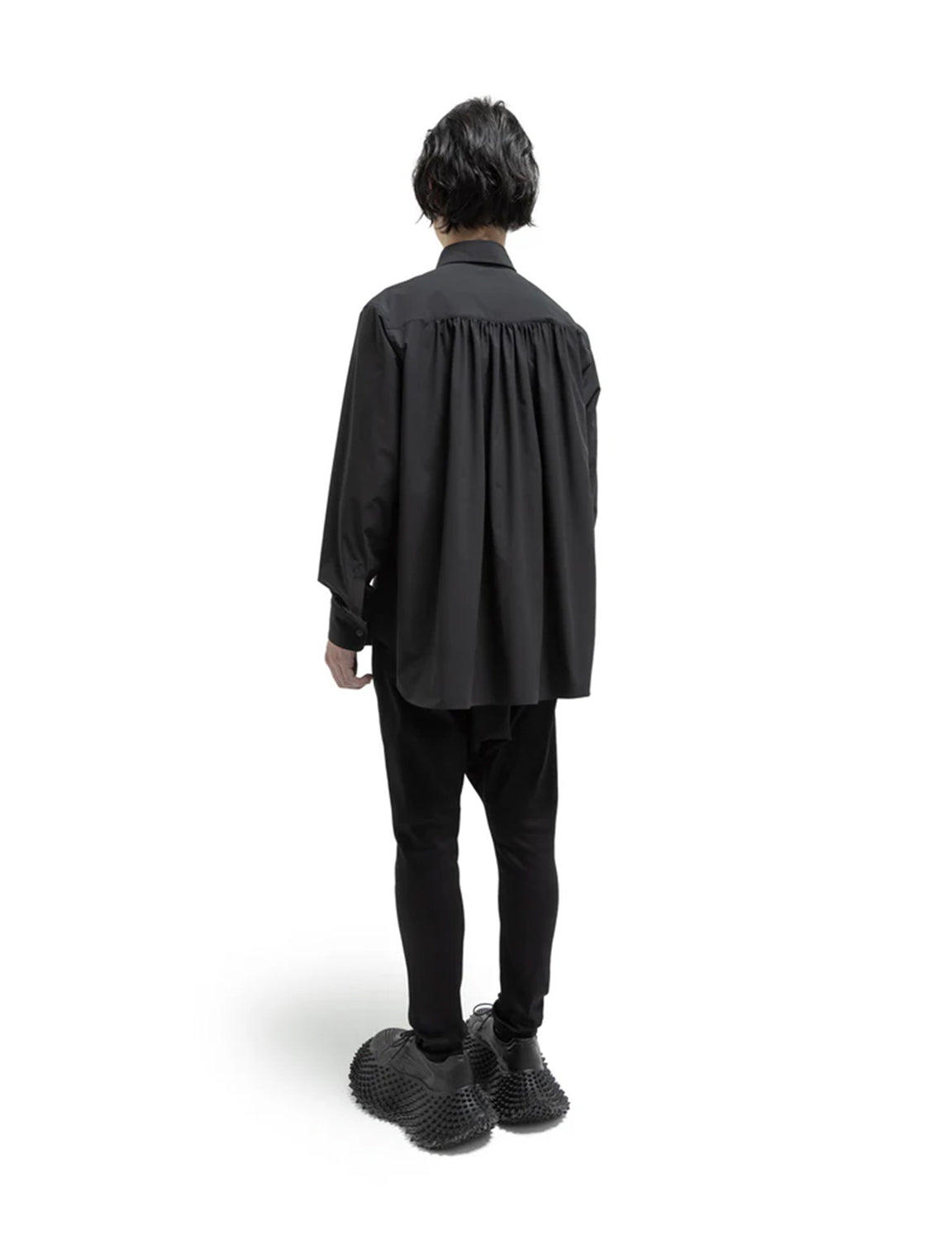 Watteau gathered shirt - Black