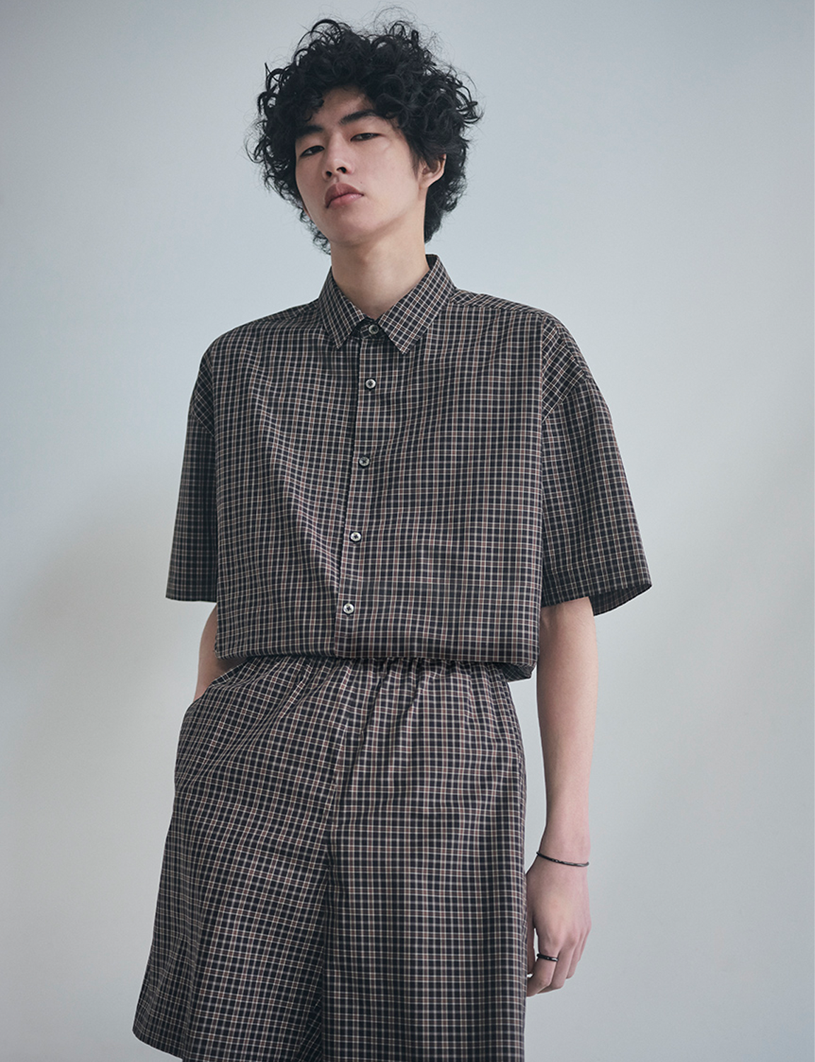 CHECK PATTERNED BASIC S/S SHIRT