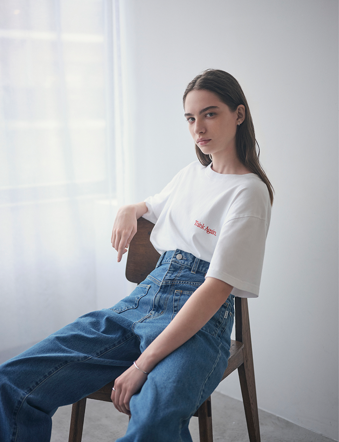 GRAPHIC TEE / Think Again EMBROIDERED