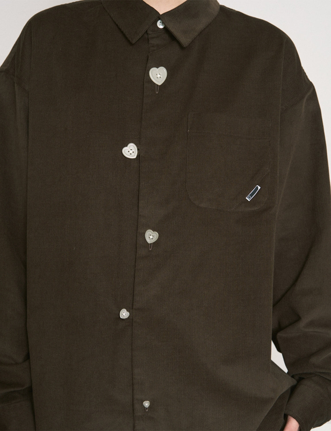 FLOATING HEART CORD SHIRT – BROWN