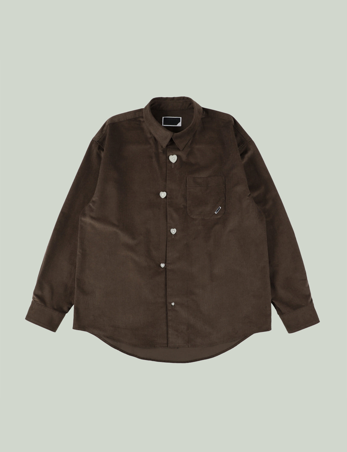 FLOATING HEART CORD SHIRT – BROWN