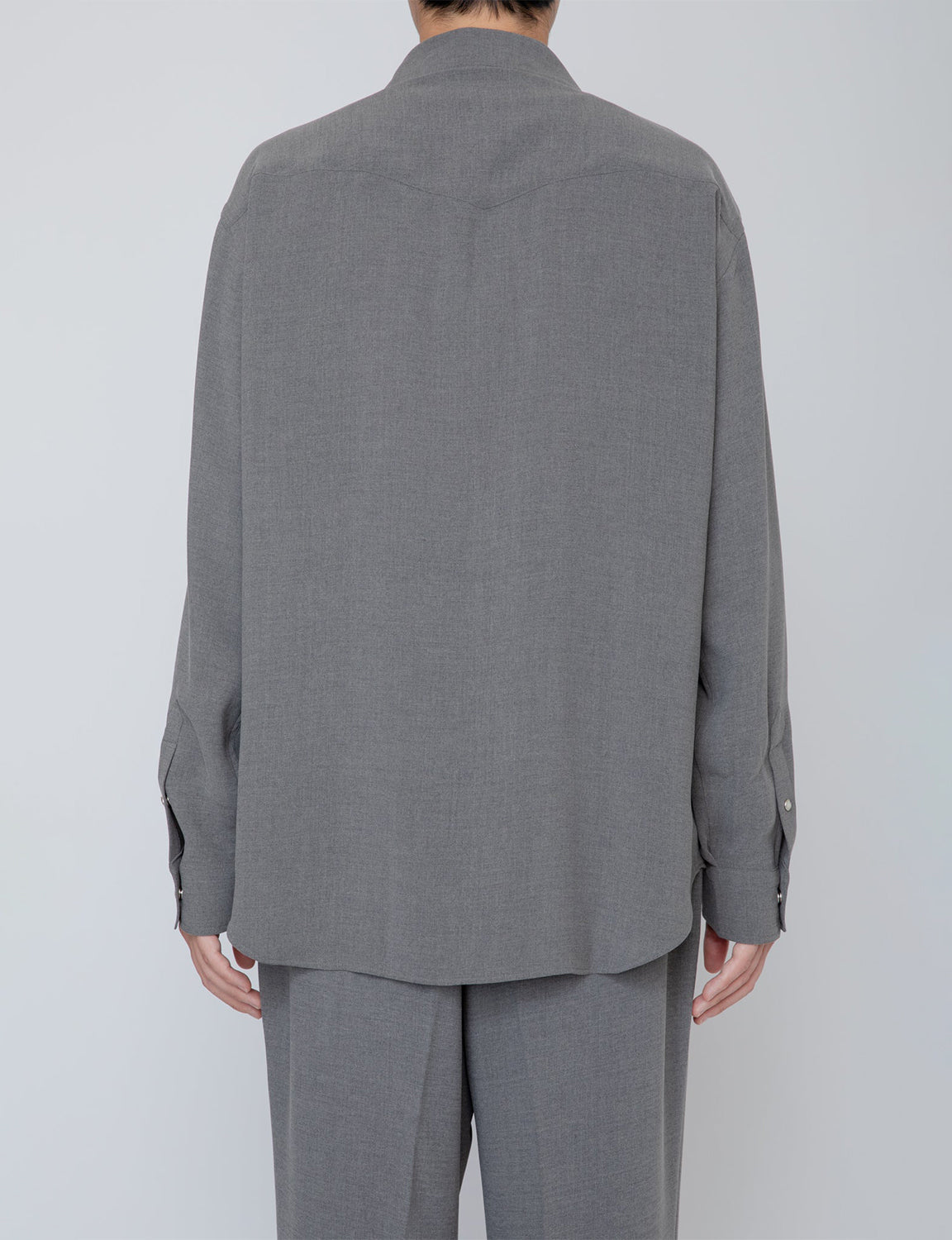 MELANGE TWILL WESTERN SHIRT / TOP GRAY