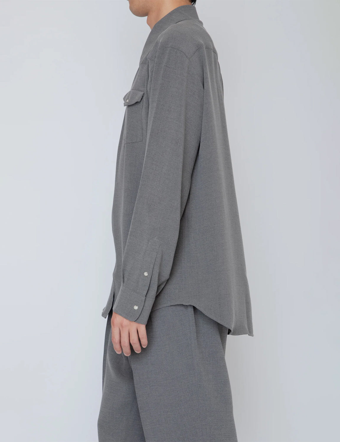 MELANGE TWILL WESTERN SHIRT / TOP GRAY