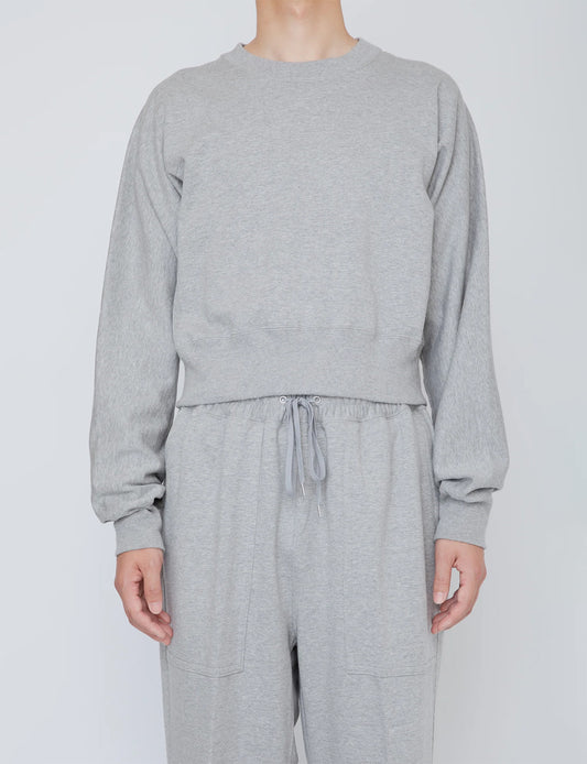 ONE-SIDE KIMONO SLEEVE SWEATSHIRT_TIGHT FIT / TOP GRAY