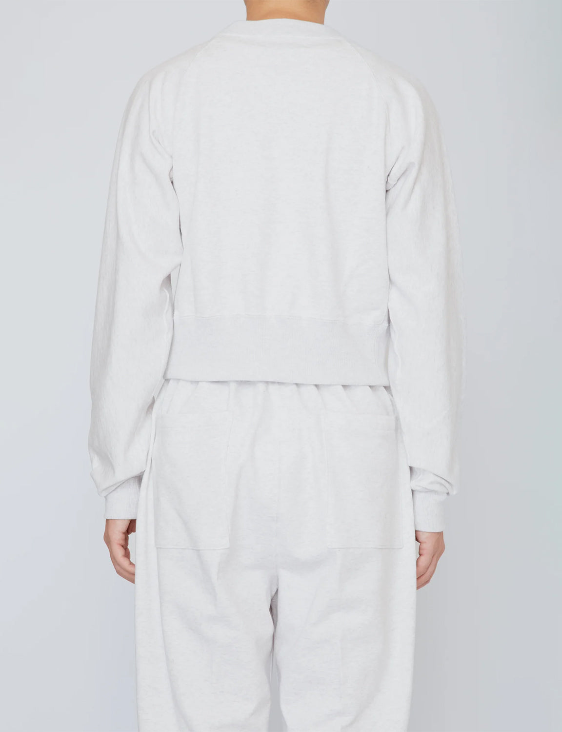ONE-SIDE KIMONO SLEEVE SWEATSHIRT_TIGHT FIT / HEATHER WHITE