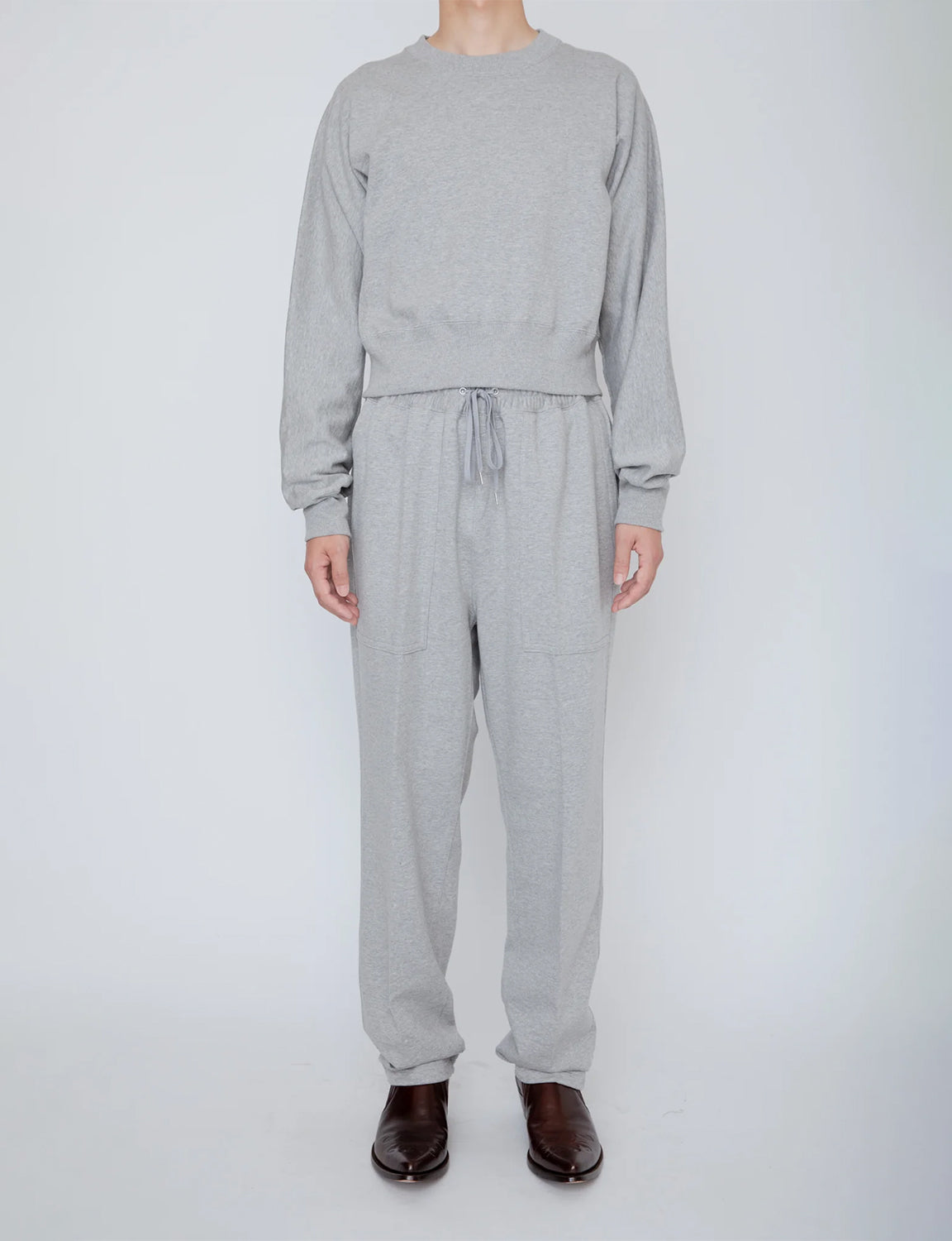 ONE-SIDE KIMONO SLEEVE SWEATSHIRT_TIGHT FIT / TOP GRAY