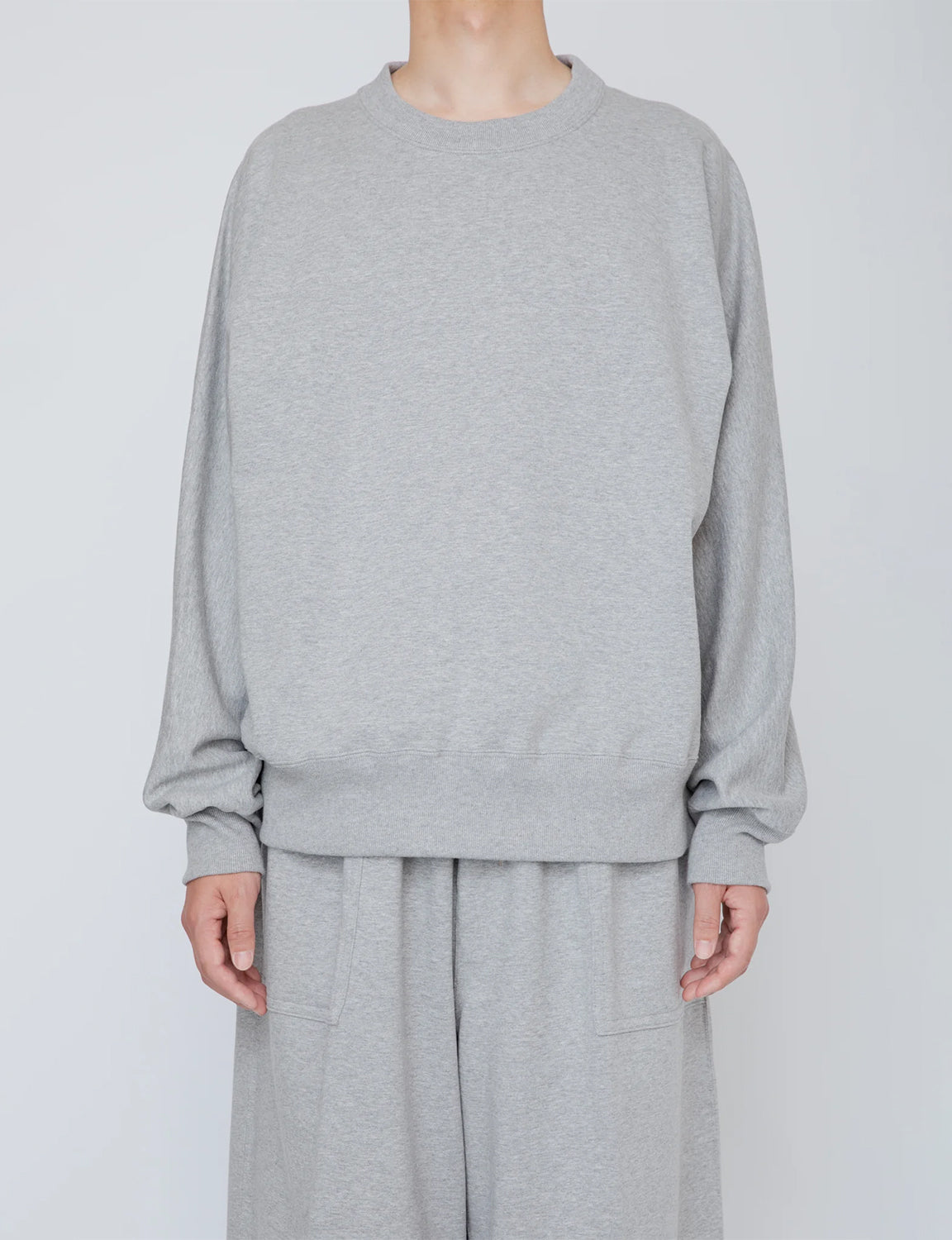 ONE-SIDE KIMONO SLEEVE SWEATSHIRT_LOOSE FIT / TOP GRAY