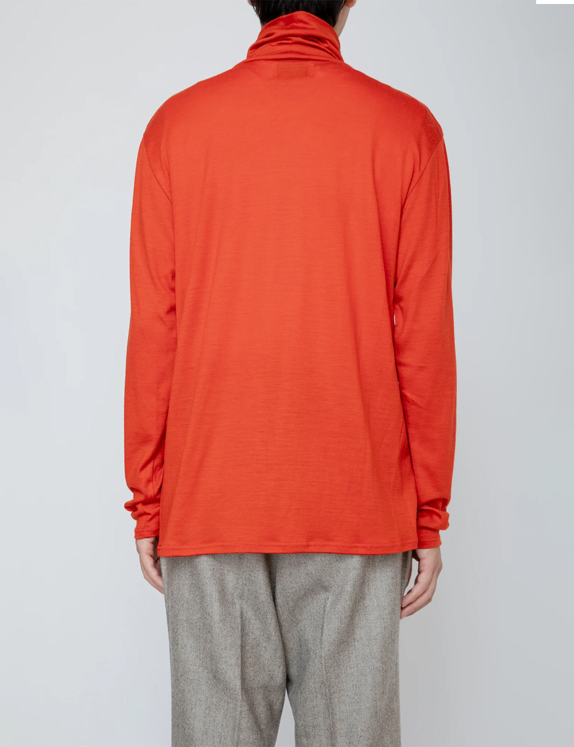 WASHABLE-WOOL HIGH NECK SHIRT / ORANGE