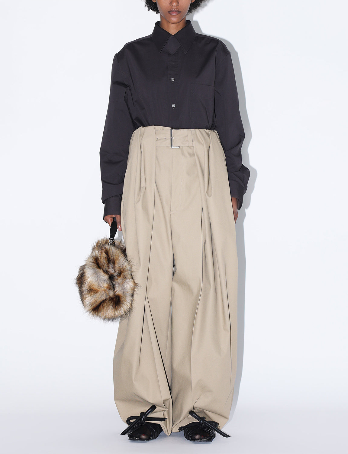 HIGH TWIST TWILL WIDE PANTS
