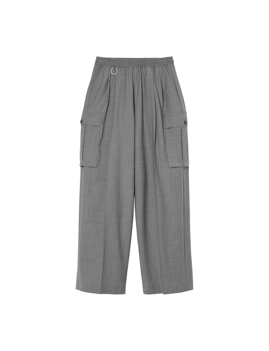 Wide Cargo Pants / gray stripe