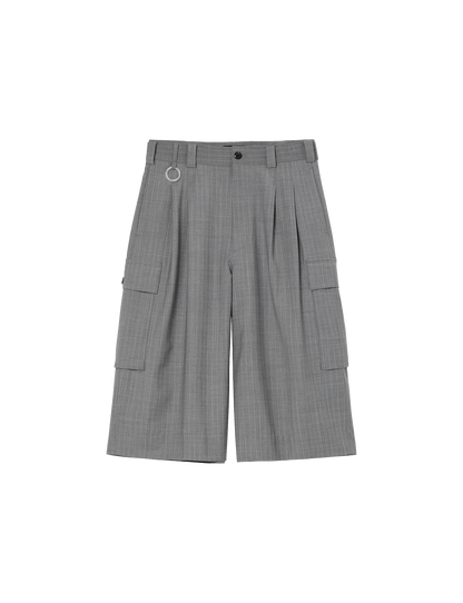 Wide Cargo Shorts / gray stripe