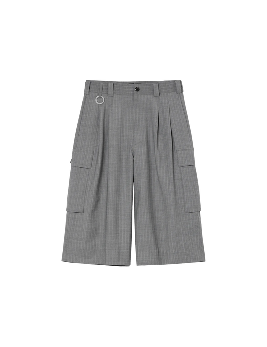 Wide Cargo Shorts / gray stripe