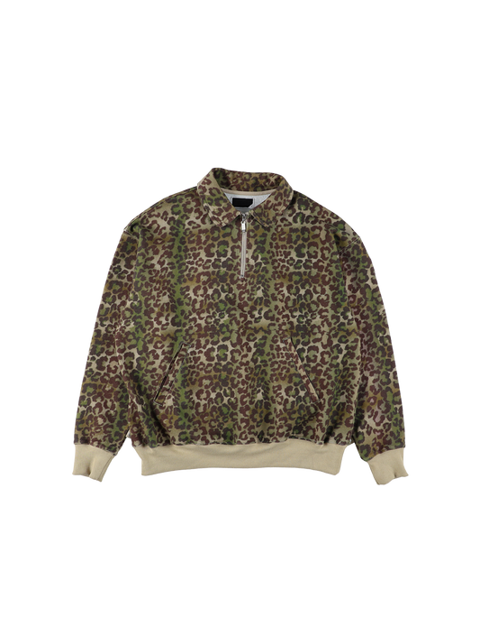 HALF-ZIP COLLAR SWEATSHIRT LEOPARD