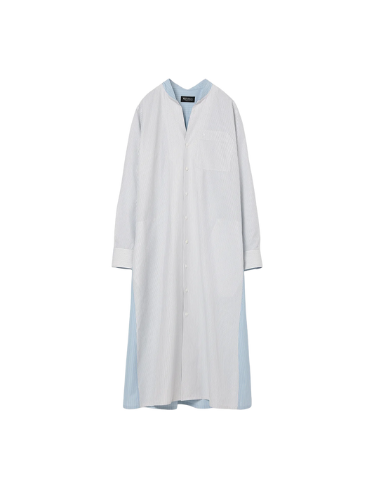 V Neck Shirt Dress / mix stripe