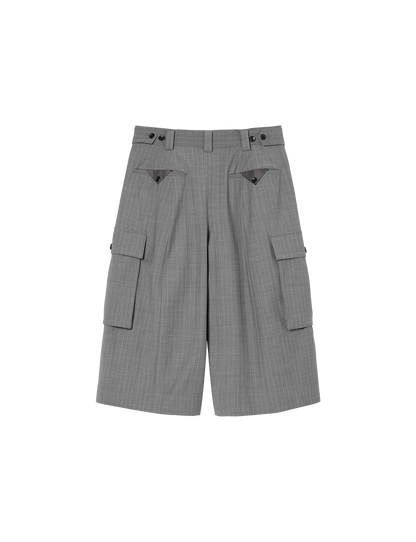 Wide Cargo Shorts / gray stripe