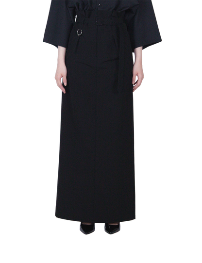 High Waist Belted Skirt / black