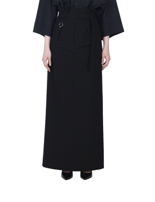 High Waist Belted Skirt / black