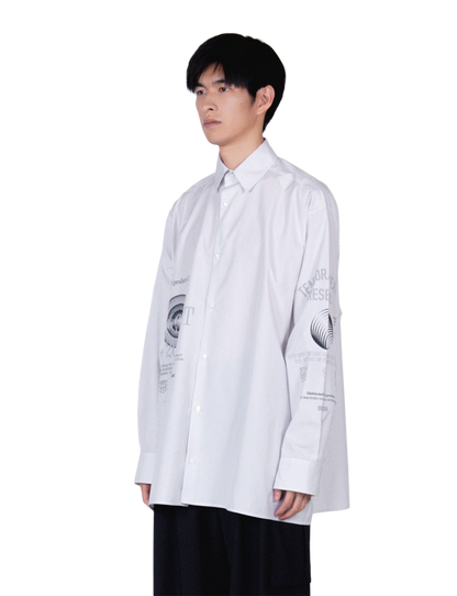 Graphic Print Oversized Shirt / pink stripe